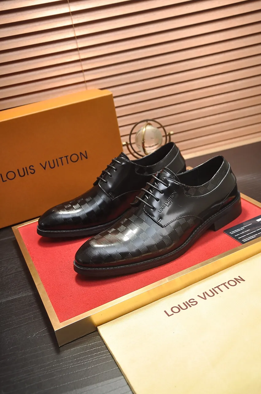 Men's shoes💰460💶【LOUIS VUITTON】(sheepskin lining) new cowhide LV formal shoes🎩🎩❗️🆘made one to one at the counter🎩original quality, imported cowhide upper➕full sheepskin lining➕original rubber outsole, {high quality visible}👣Size: 38-45 (45 custom-made)